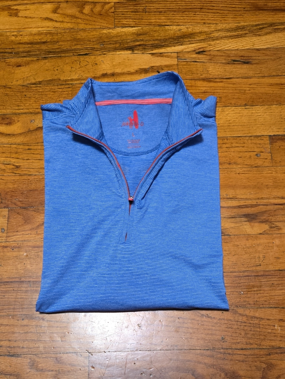 Johnnie-O Vaughn 1/4 Zip Pullover Delray Blue Striped Performance Golf- Large